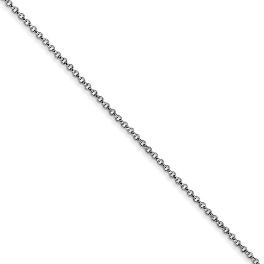 1.15mm 14k White Gold Solid Rolo Pendant Chain Necklace, 16 Inch